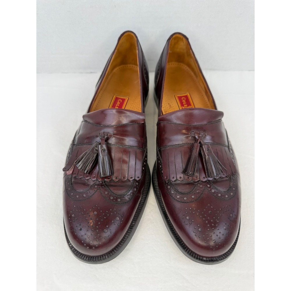 Cole Haan City Mens Burgundy Leather Wingtip Kiltie‎ Tassel Loafers 12 D - Picture 3 of 12